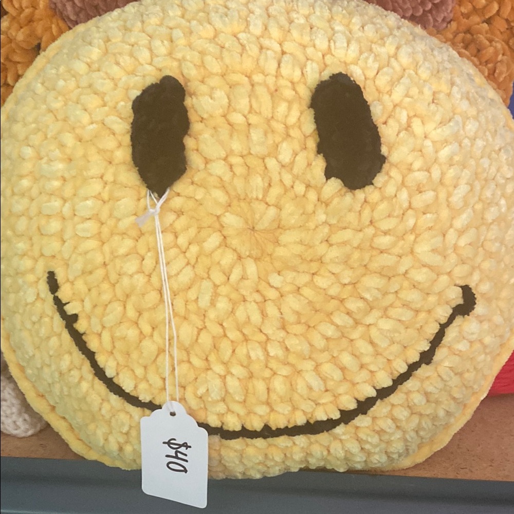 Yellow Smiley Face Plush Pillow